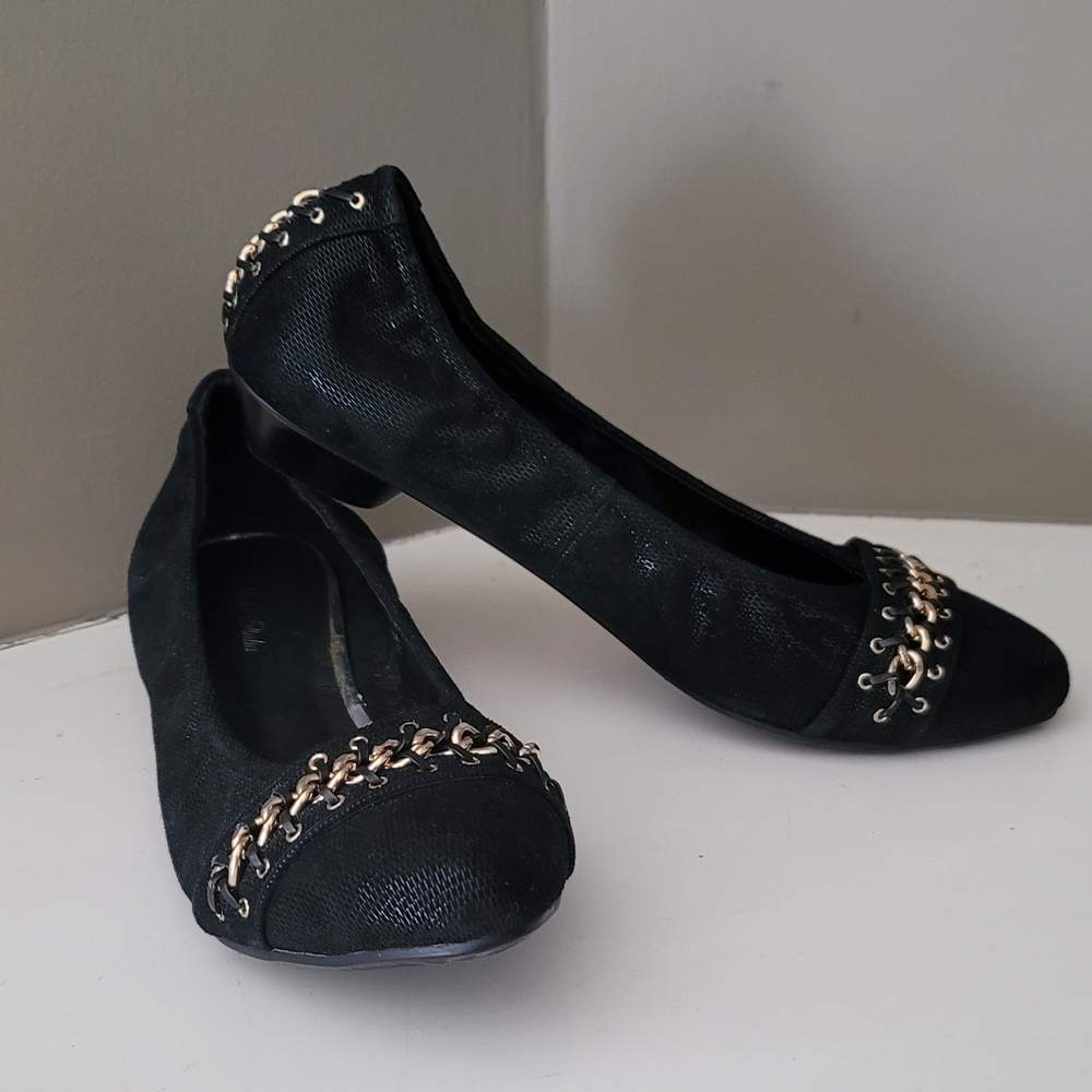 Made in Italy, Hard Find, Chain Flats W/h Beautiful Genuine Leather Texture